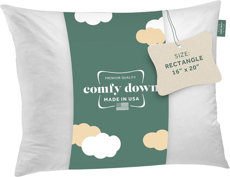ComfyDown Decorative Throw Pillow Insert, Down and Feather Fill, 100% Cotton Cover, 233 Thread Count - Made in USA (16" X 20") - Image 1