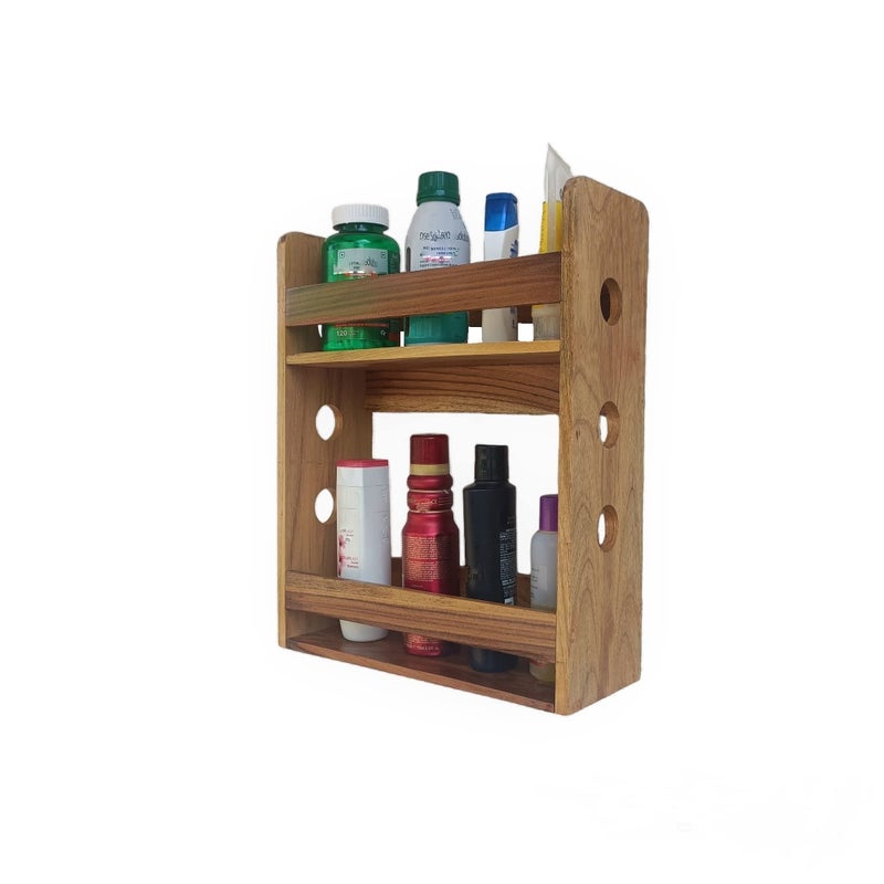 Teakwood Make Bathroom Utility Rack and Shelves BT011  - Image 1