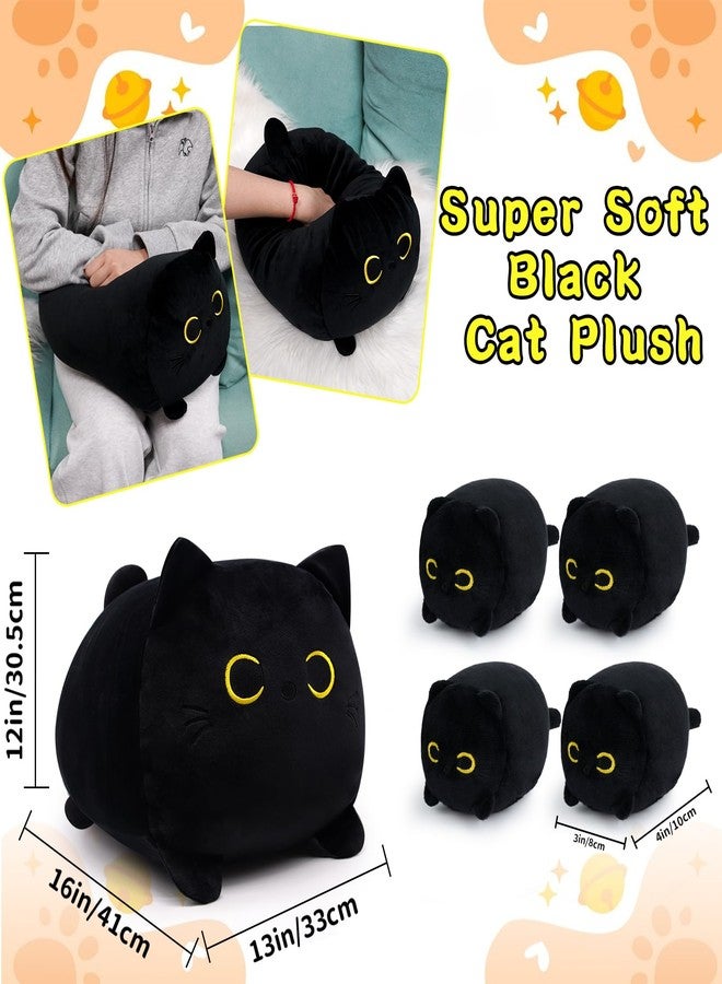 LSYDCARM Cat Stuffed Animals with Babies, Black Cat Plush with Babies, Mommy Cat with 4 Baby Kittens Kawaii Black Cat Plushie Toy Birthday Gifts for Kids Boys Girls - Image 3