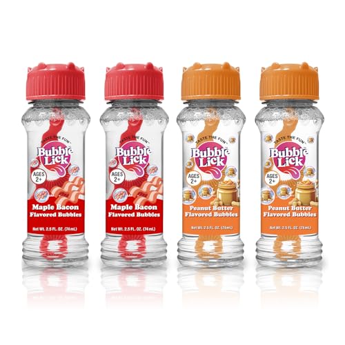 BubbleLick Bubble Lick Peanut Butter and Maple Bacon Flavored Bubbles 4 Pack USA Made for Dogs Groomers Daycare - Image 1