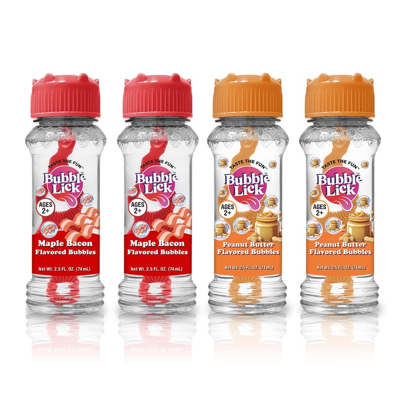BubbleLick Bubble Lick Peanut Butter and Maple Bacon Flavored Bubbles 4 Pack USA Made for Dogs Groomers Daycare - Image 2