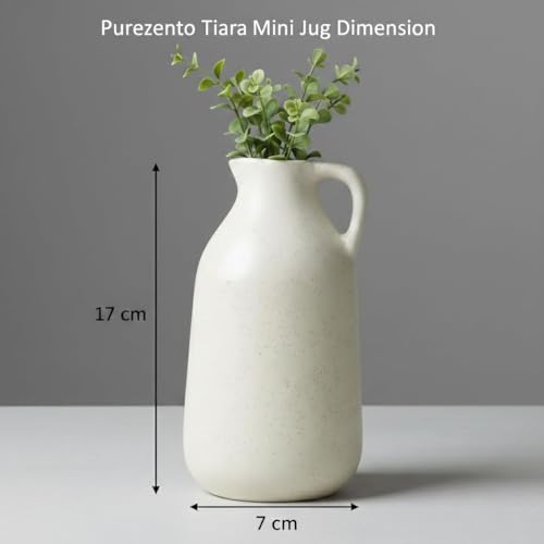 Purezento Ceramic Jug | Container Shape Vintage Tall Vase Pitcher Jug Farmhouse Home Decor for Centrepieces Living Room Kitchen Bedroom Apartment Office,White - Image 4
