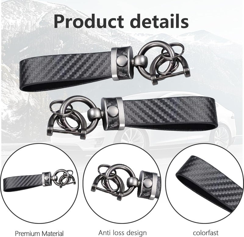 Noenaeni 2 Sets Carbon Fiber Car Keychain with Detachable Key Ring and Screwdriver - Image 3