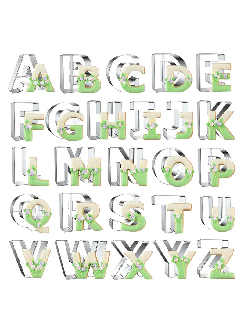 general Alphabet Cookie Cutter Shape Large 3 Inches - 26 Pieces Stainless Steel Biscuit Cutter Set Fudge Biscuit Fruit Dough Mold Tool for Birthday, New Year & Holiday Party Decoration - Image 1