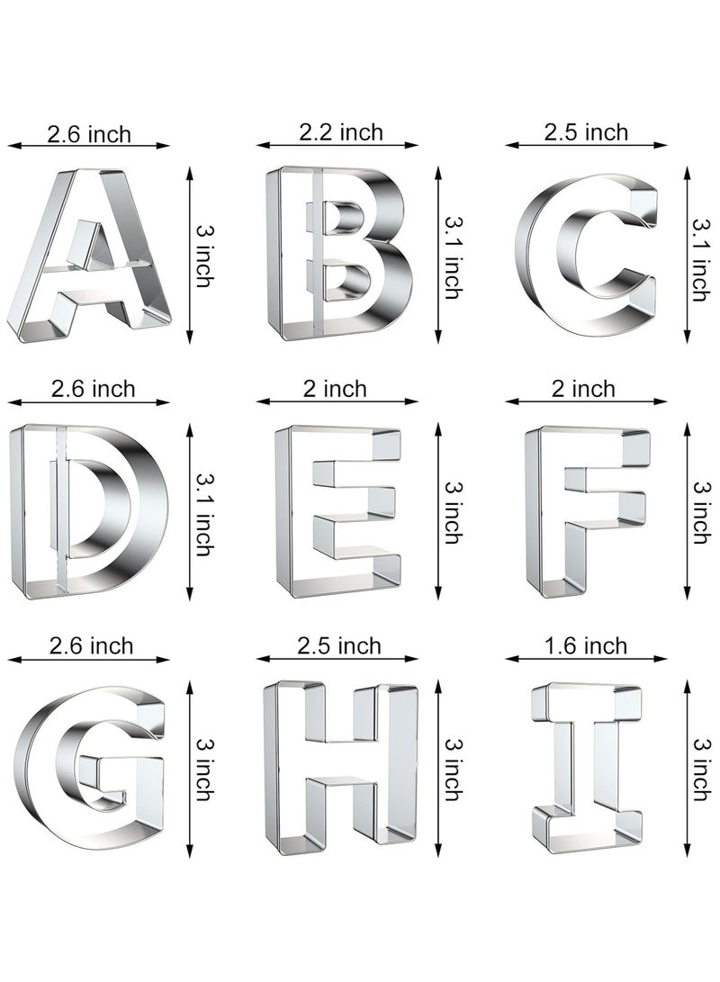 general Alphabet Cookie Cutter Shape Large 3 Inches - 26 Pieces Stainless Steel Biscuit Cutter Set Fudge Biscuit Fruit Dough Mold Tool for Birthday, New Year & Holiday Party Decoration - Image 2