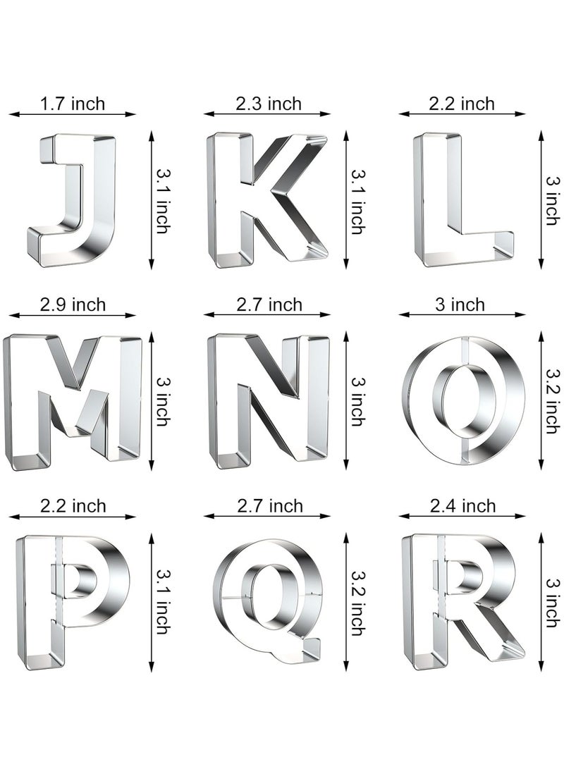 general Alphabet Cookie Cutter Shape Large 3 Inches - 26 Pieces Stainless Steel Biscuit Cutter Set Fudge Biscuit Fruit Dough Mold Tool for Birthday, New Year & Holiday Party Decoration - Image 3