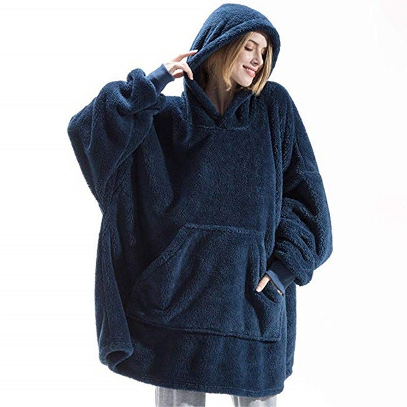 Comfortable Loose Double-Sided Fleece Hoodie Thickened Wearing Blanket Couple'S New Home Clothes - Image 1