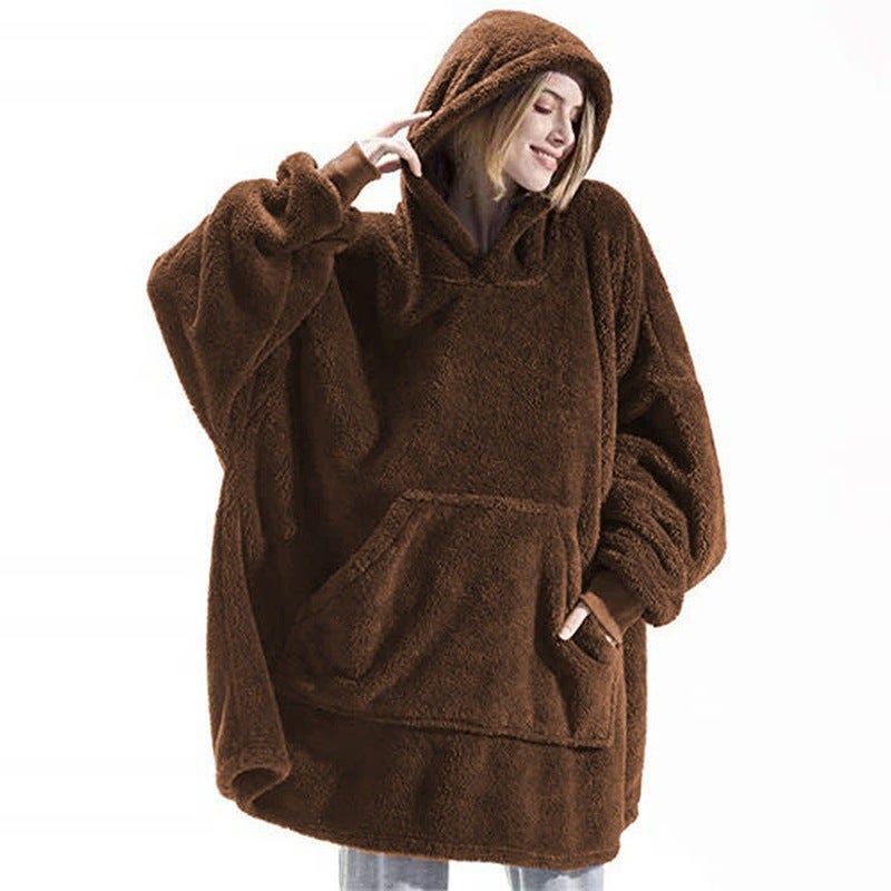 Comfortable Loose Double-Sided Fleece Hoodie Thickened Wearing Blanket Couple'S New Home Clothes - Image 4