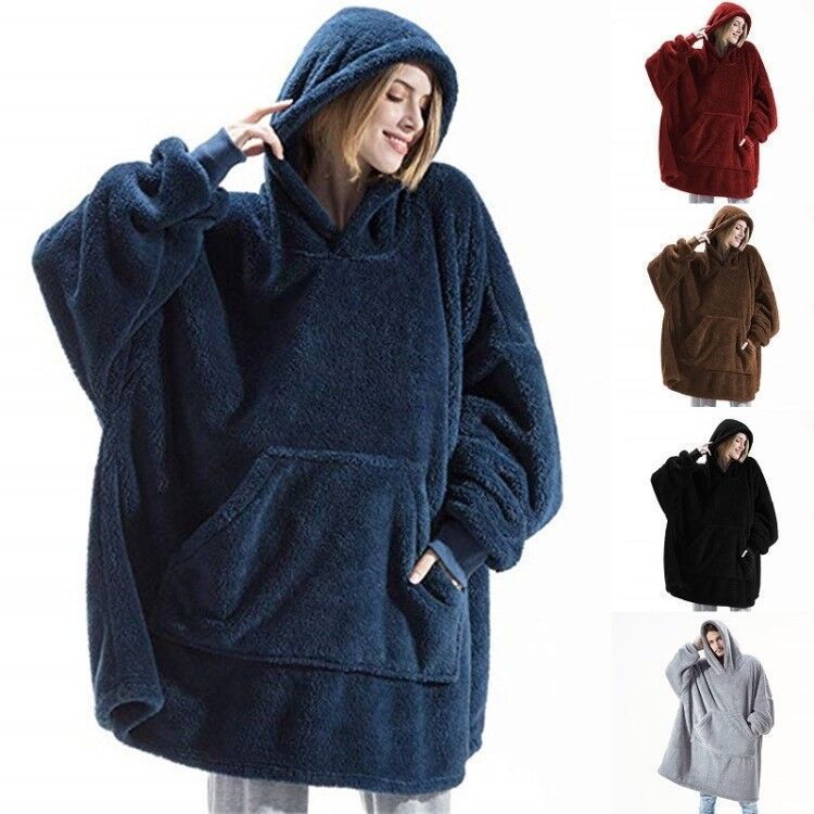 Comfortable Loose Double-Sided Fleece Hoodie Thickened Wearing Blanket Couple'S New Home Clothes - Image 2