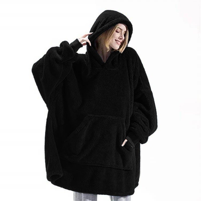 Comfortable Loose Double-Sided Fleece Hoodie Thickened Wearing Blanket Couple'S New Home Clothes - Image 5