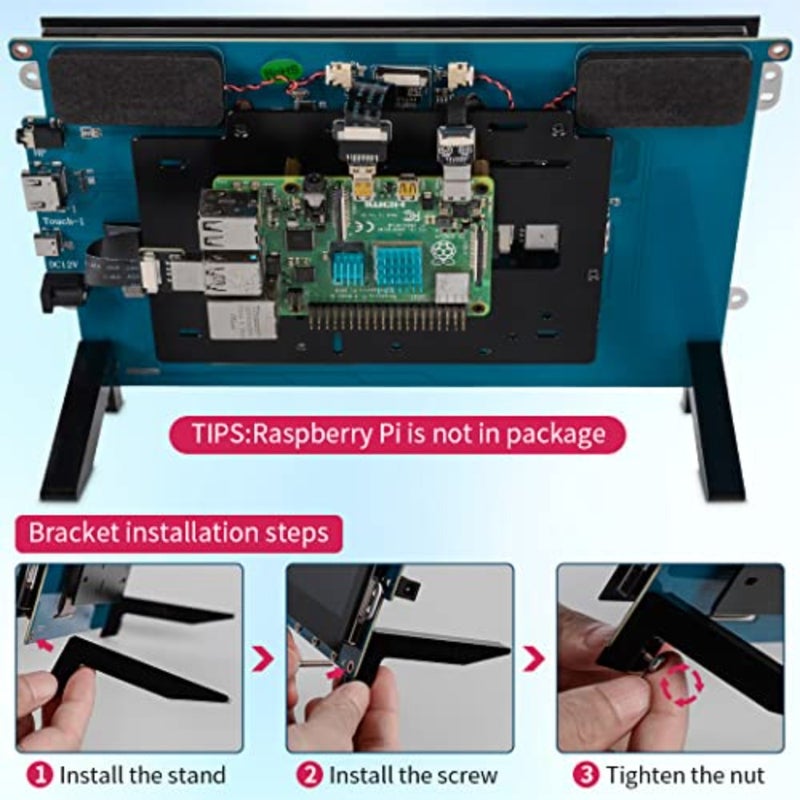 شاشة تعمل باللمس Raspberry Pi للمشروعات المدمجة، لوحة IPS مع رابط بصري، شاشة سعوية سوداء مضادة للوهج، دقة 1280 × 720، سطوع 600 شمعة في المتر المربع، شاشة HDMI محمولة قابلة للتركيب على الحائط - Image 4