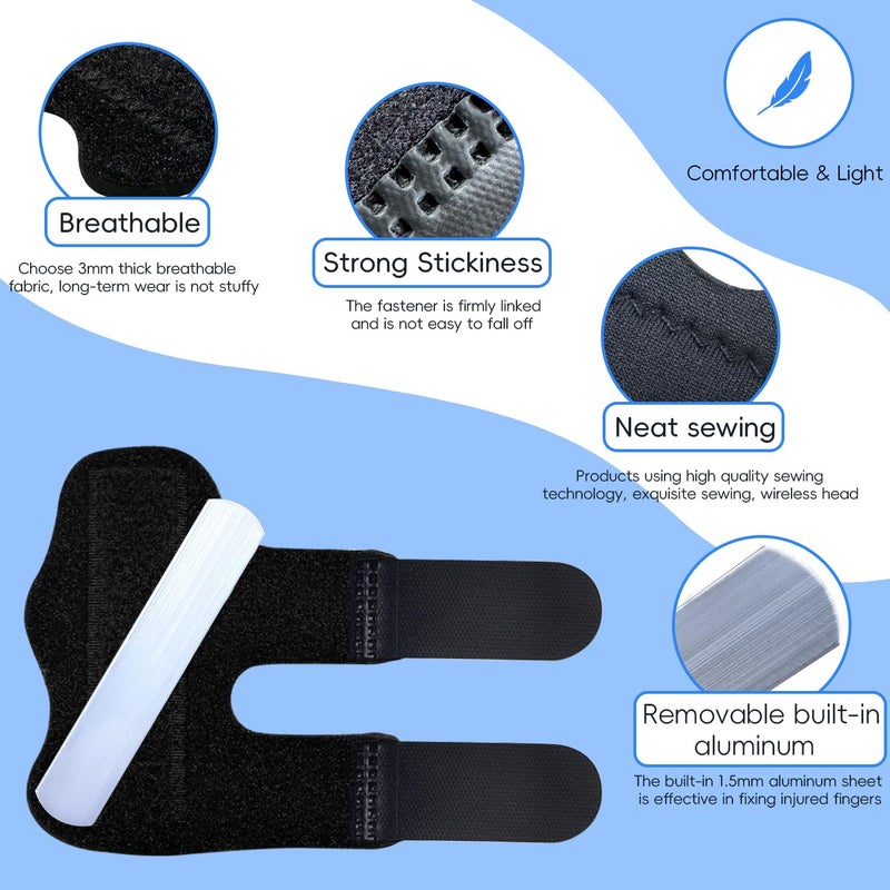 Bozenu Finger Splint, Universal Trigger Finger Brace for Broken/Arthritis Pain and Sprain Relief, Splints for Middle, Index, Ring (2 Pack,Black) - Image 4