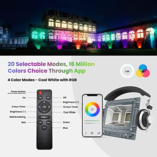 Homehop 60W Best Solar Light Outdoor LED Flood Decorative Wireless Automatic Lamp for Home Garden Wall Entrance Balcony(Aluminium Alloy PC, 16M RGB Colors) - Image 2