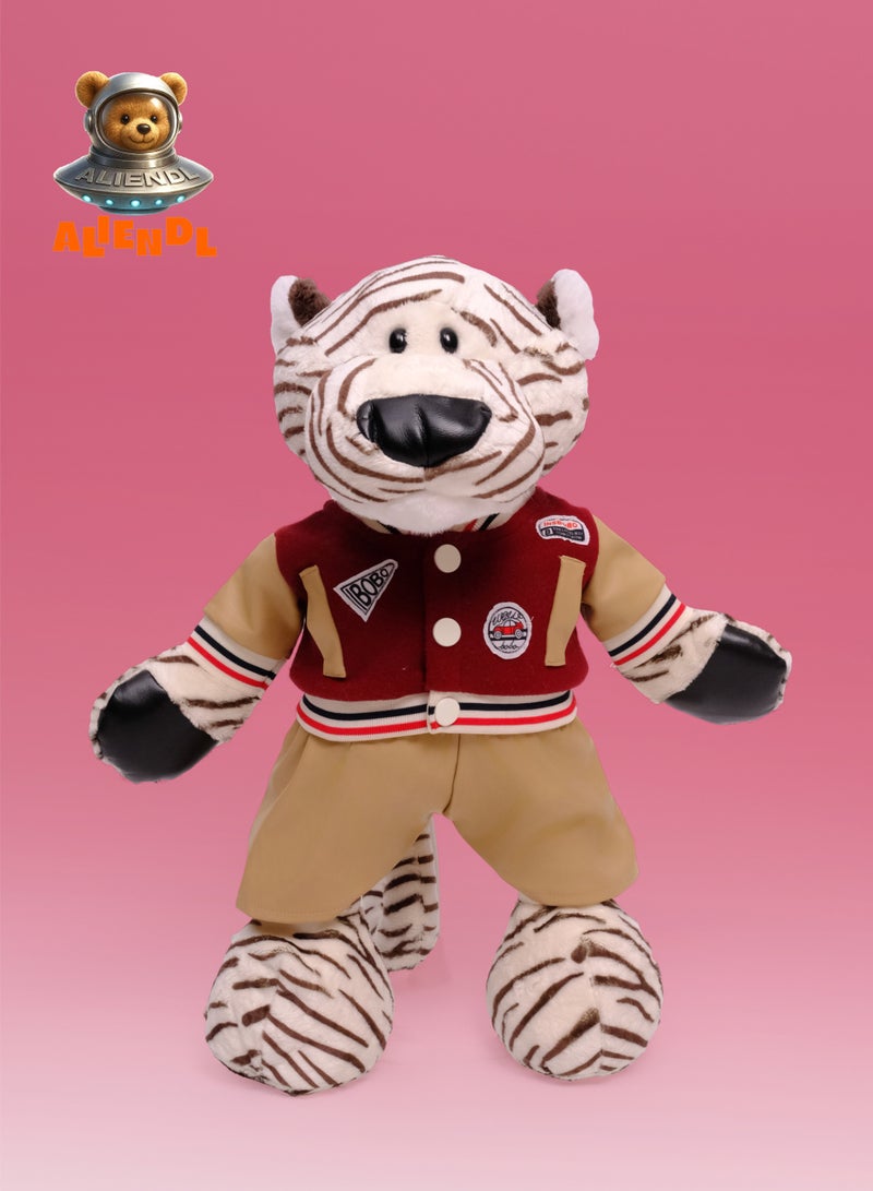ALIENDL Clever Tiger – Plush Tiger Stuffed Animal Toy for Baby Kids, Soft Cute Tiger Plush Doll Gift Set with Removable Clothes & Pouch, Perfect Gift for Kids, Friends & Couples - Image 2
