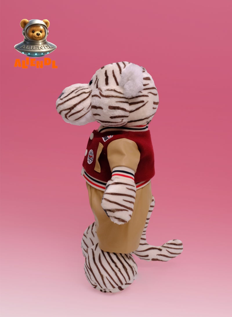 ALIENDL Clever Tiger – Plush Tiger Stuffed Animal Toy for Baby Kids, Soft Cute Tiger Plush Doll Gift Set with Removable Clothes & Pouch, Perfect Gift for Kids, Friends & Couples - Image 3