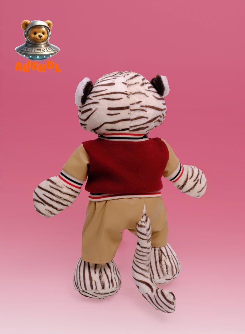 ALIENDL Clever Tiger – Plush Tiger Stuffed Animal Toy for Baby Kids, Soft Cute Tiger Plush Doll Gift Set with Removable Clothes & Pouch, Perfect Gift for Kids, Friends & Couples - Image 4