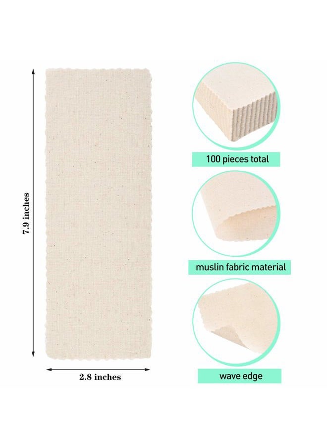 Maitys 200 Pieces Body and Facial Muslin Strips for Hair Removal Natural Muslin Epilating Strips 2.8 x 7.9 Inches Large Bulk for Women and Men(100 Pieces) - Image 2