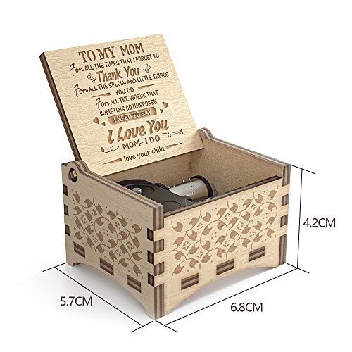 Ucuber You are My Sunshine Music Box for Mom from Daughters, You are My Sunshine Cute Box with Wind Up, Wood Personalized Engraved Best Unique Gift for Birthday, Christmas Day - Image 3