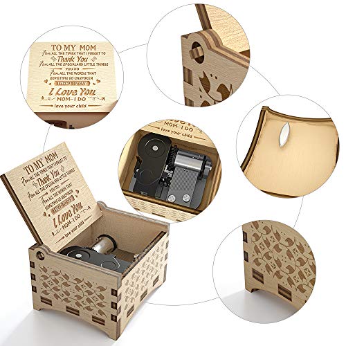 Ucuber You are My Sunshine Music Box for Mom from Daughters, You are My Sunshine Cute Box with Wind Up, Wood Personalized Engraved Best Unique Gift for Birthday, Christmas Day - Image 2