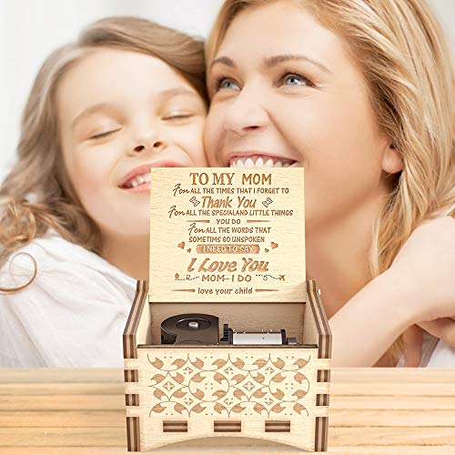 Ucuber You are My Sunshine Music Box for Mom from Daughters, You are My Sunshine Cute Box with Wind Up, Wood Personalized Engraved Best Unique Gift for Birthday, Christmas Day - Image 5