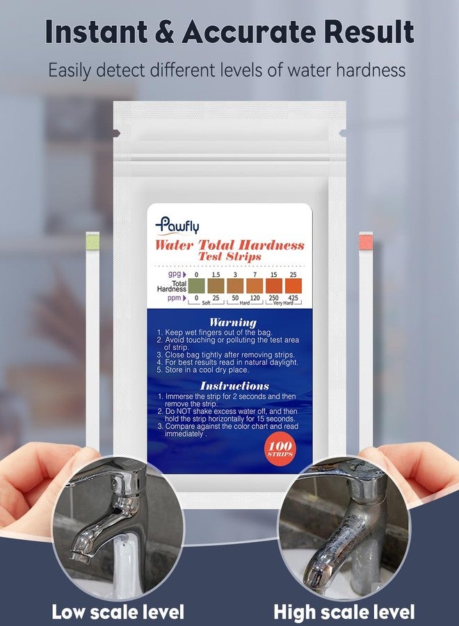 Pawfly Hardness Test Kit - 100 Strips for Drinking, Tap, Well, Pool & Spa Water - Quick & Accurate Calcium & Magnesium Test (0-425 PPM) - Image 4