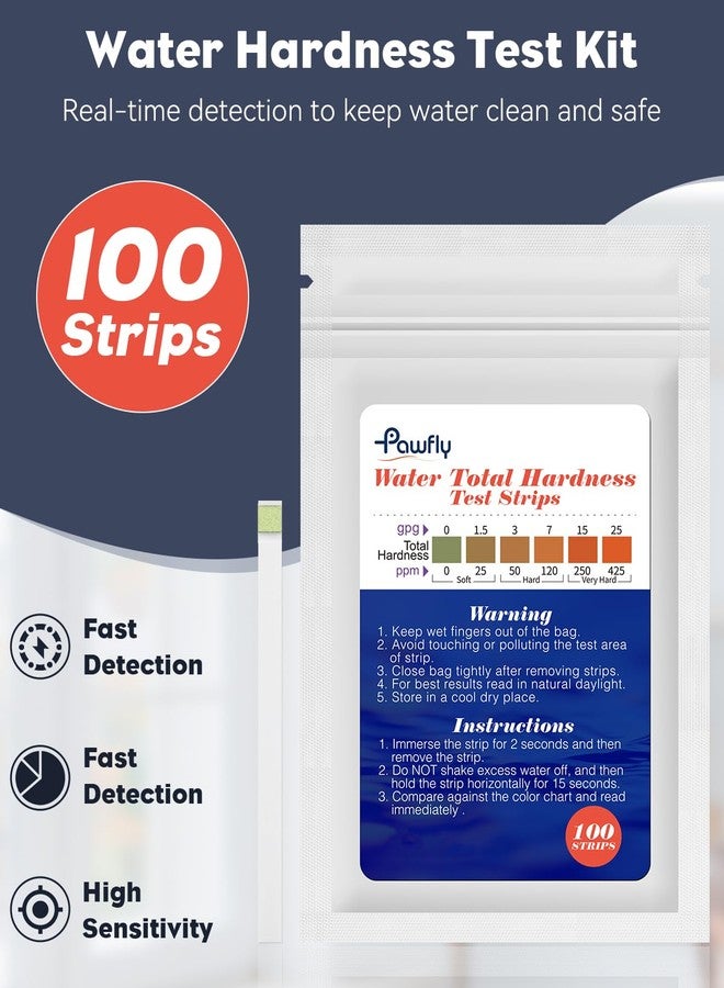Pawfly Hardness Test Kit - 100 Strips for Drinking, Tap, Well, Pool & Spa Water - Quick & Accurate Calcium & Magnesium Test (0-425 PPM) - Image 2