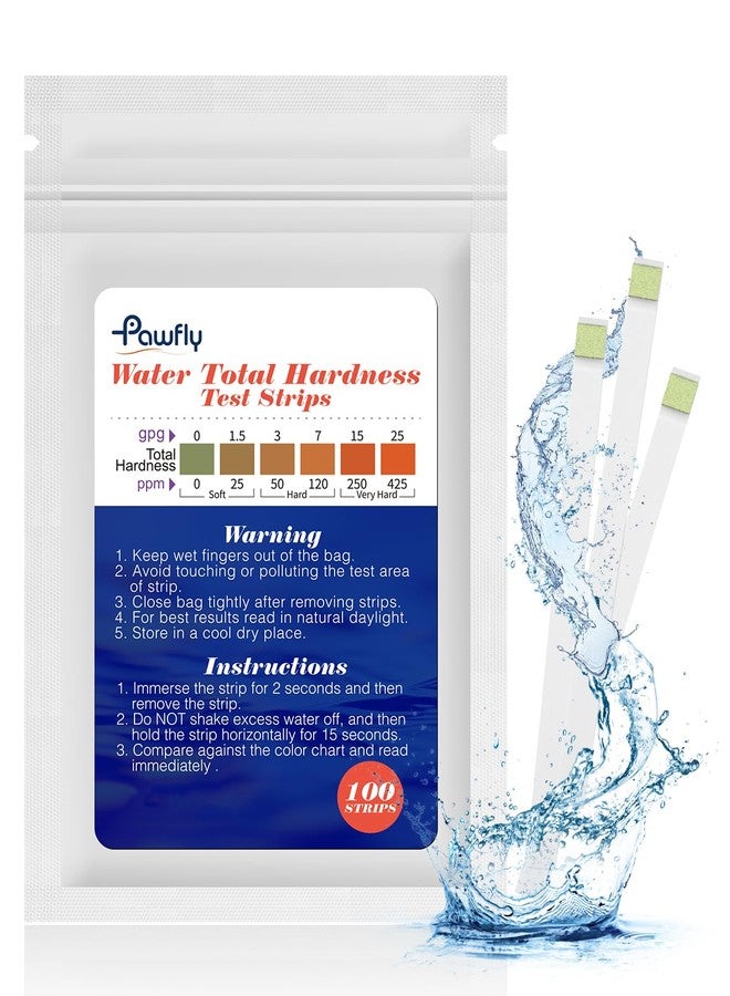 Pawfly Hardness Test Kit - 100 Strips for Drinking, Tap, Well, Pool & Spa Water - Quick & Accurate Calcium & Magnesium Test (0-425 PPM) - Image 1