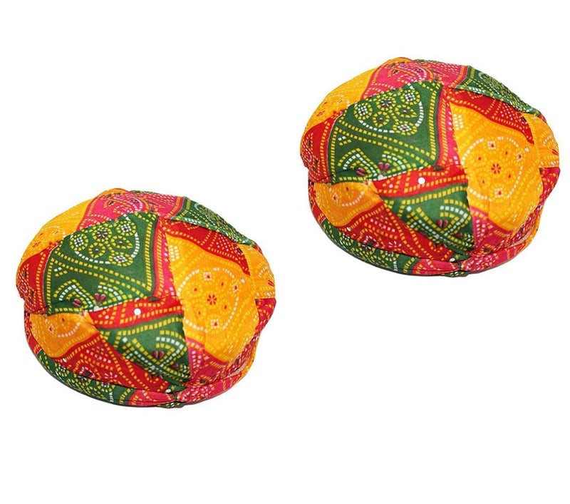 Sage Square Rajasthani Traditional Turban Pagdi Safa for Marriage Mehandi Holi Functions Decoration for Kids (Pack of 2, small) - Image 4