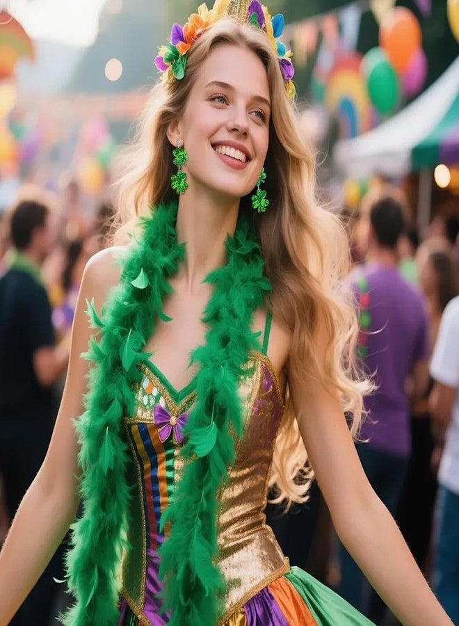 لاكسبيكول أقراط لاكسبيكول الخضراء اللامعة على شكل نفل، مناسبة ليوم القديس باتريك - أقراط متدلية بدون ثقب، بتصميم نفل أيرلندي، هدية مثالية للنساء، مجوهرات احتفالية أيرلندية مميزة، النمط 6 - Image 2