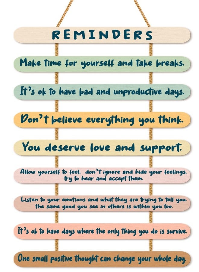 Lodeskee Mental Health Wall Art Decor, Positive Reminders Psychology Affirmations Wooden Hanging Wall Pediments for College Office Home Classroom Dorm, Inspirational Gifts for Her Teenage Girls Boys - Image 1
