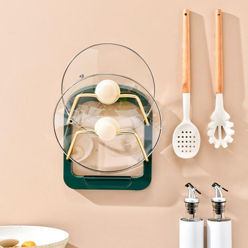 VATTU Pot Cover Frame Wall Mounted Hole Free MultiFunctional Household Kitchen Storage Rack Light Extravagant Pot Cover Frame - Image 5