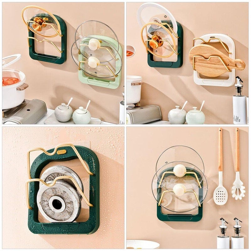 VATTU Pot Cover Frame Wall Mounted Hole Free MultiFunctional Household Kitchen Storage Rack Light Extravagant Pot Cover Frame - Image 4