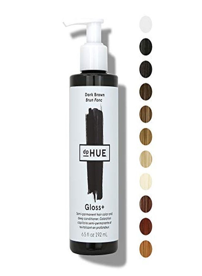 Gloss+ Dark Brown Semi-Permanent Hair Color & Conditioner, 6.5 Oz - Color Boost With Healthy Shine - Deep Conditioning Treatment - No Peroxide, Ammonia Or Mixing - Gluten-Free, Vegan