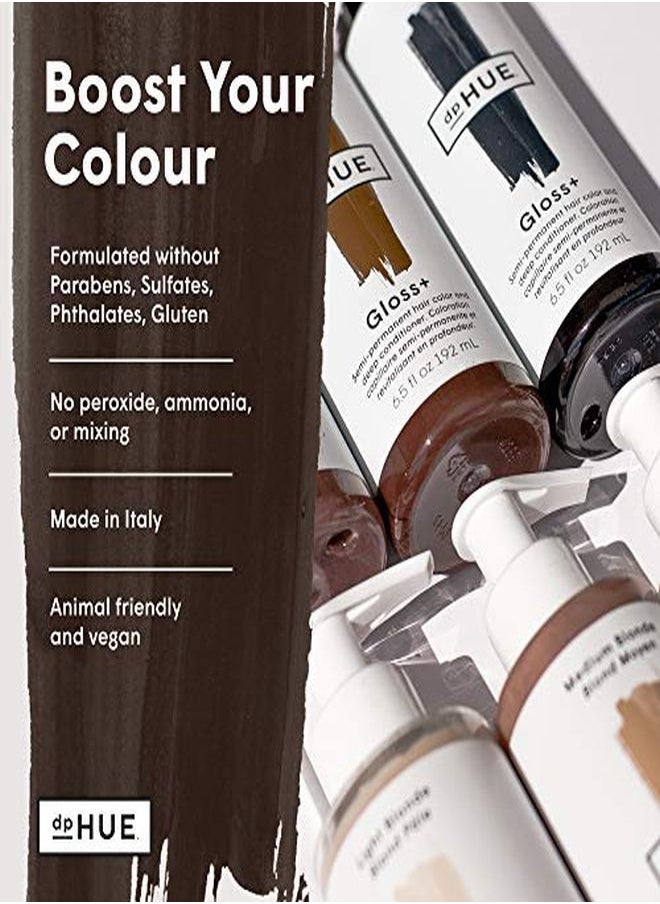 Gloss+ Dark Brown Semi-Permanent Hair Color & Conditioner, 6.5 Oz - Color Boost With Healthy Shine - Deep Conditioning Treatment - No Peroxide, Ammonia Or Mixing - Gluten-Free, Vegan