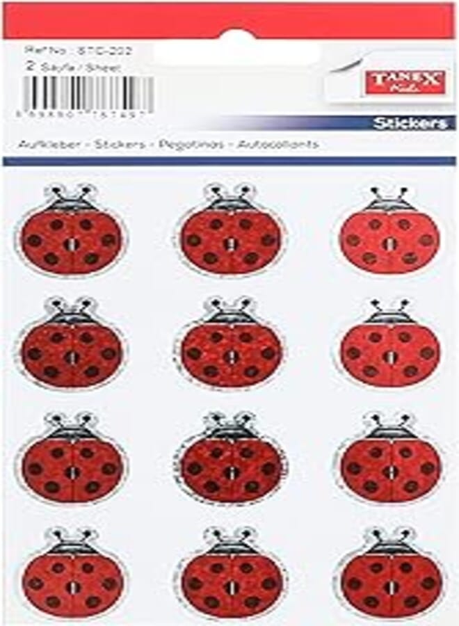 Sticker tanix beetle 12 pieces 2 sheets model stc-202 - -multicolor - multishapes