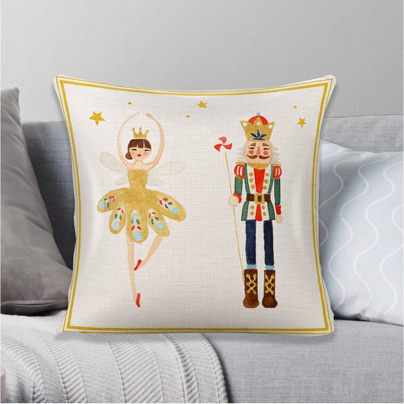 WLWLGLUCK Nutcracker Throw Pillow Cushion Cover for Living Room Bedroom Decorations and Supplies Cute Ballet Pillow Case for Home Decor Christmas Soldier Pillow Cover 18x18 Inch  No Pillow Insert - Image 5