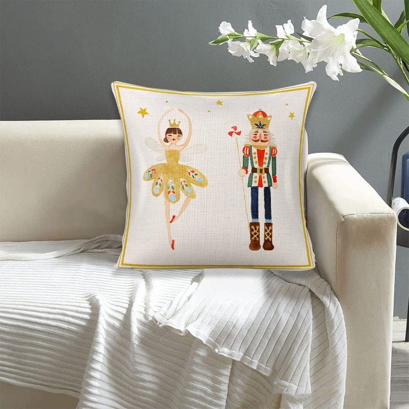 WLWLGLUCK Nutcracker Throw Pillow Cushion Cover for Living Room Bedroom Decorations and Supplies Cute Ballet Pillow Case for Home Decor Christmas Soldier Pillow Cover 18x18 Inch  No Pillow Insert - Image 3