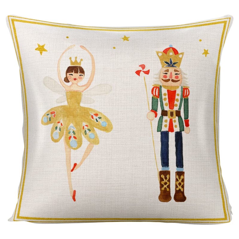WLWLGLUCK Nutcracker Throw Pillow Cushion Cover for Living Room Bedroom Decorations and Supplies Cute Ballet Pillow Case for Home Decor Christmas Soldier Pillow Cover 18x18 Inch  No Pillow Insert - Image 1
