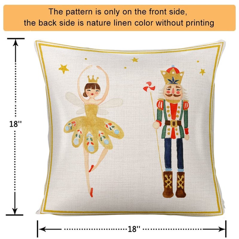 WLWLGLUCK Nutcracker Throw Pillow Cushion Cover for Living Room Bedroom Decorations and Supplies Cute Ballet Pillow Case for Home Decor Christmas Soldier Pillow Cover 18x18 Inch  No Pillow Insert - Image 4