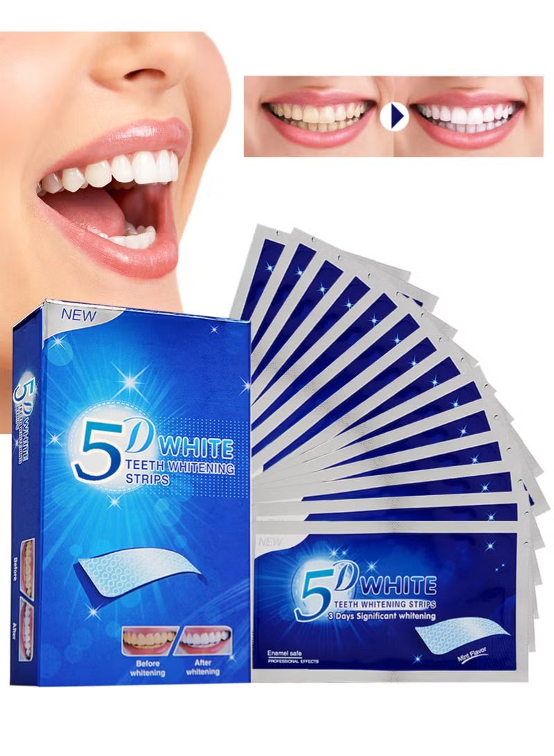 5دي شرائح تبييض الأسنان المتقدمة 5D White، سريعة وفعالة، تفتيح ملحوظ خلال 3 أيام، محمولة وسهلة الاستخدام، 14 قطعة - Image 1