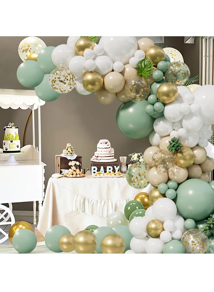 sage-119 الزيتون الأخضر بالون بالون القوس مجموعة ، مجموعة اكليلا من الزهور ، مع البلاتين بالون بالون عارية ، ذهبية متعددة الألوان ورقة البالون ، دش الطفل ، عيد ميلاد الحزب ، الغابة الصيد الطرف ، صيد الطفل دش الديكور - Image 5