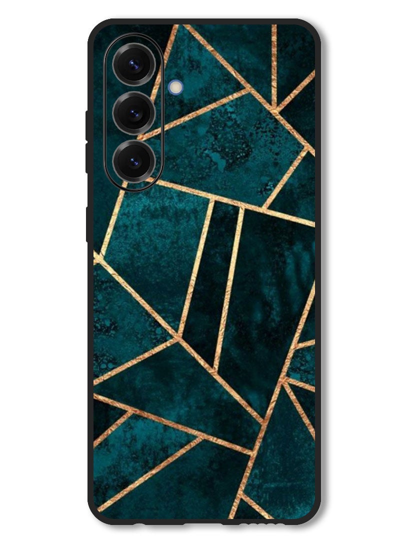 Theodor Case Compatible with Samsung Galaxy F56 6.74 Inch Protection Shockproof Bumper Cover Green Geometrical - Image 1
