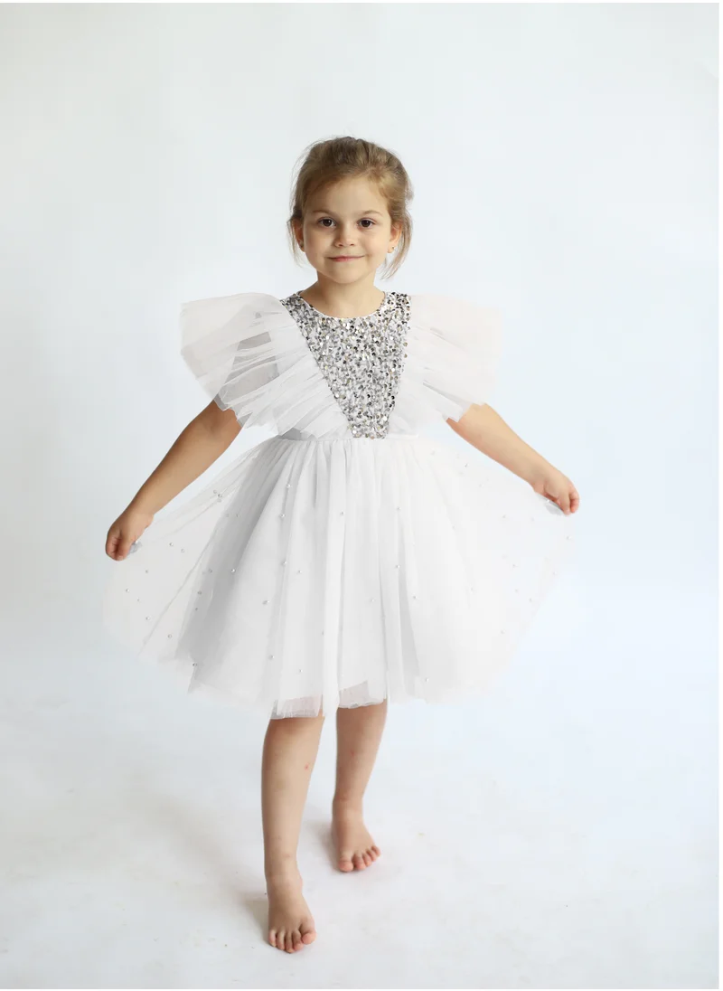 D'Daniela D' Daniela - Butterfly Sequined Dress White