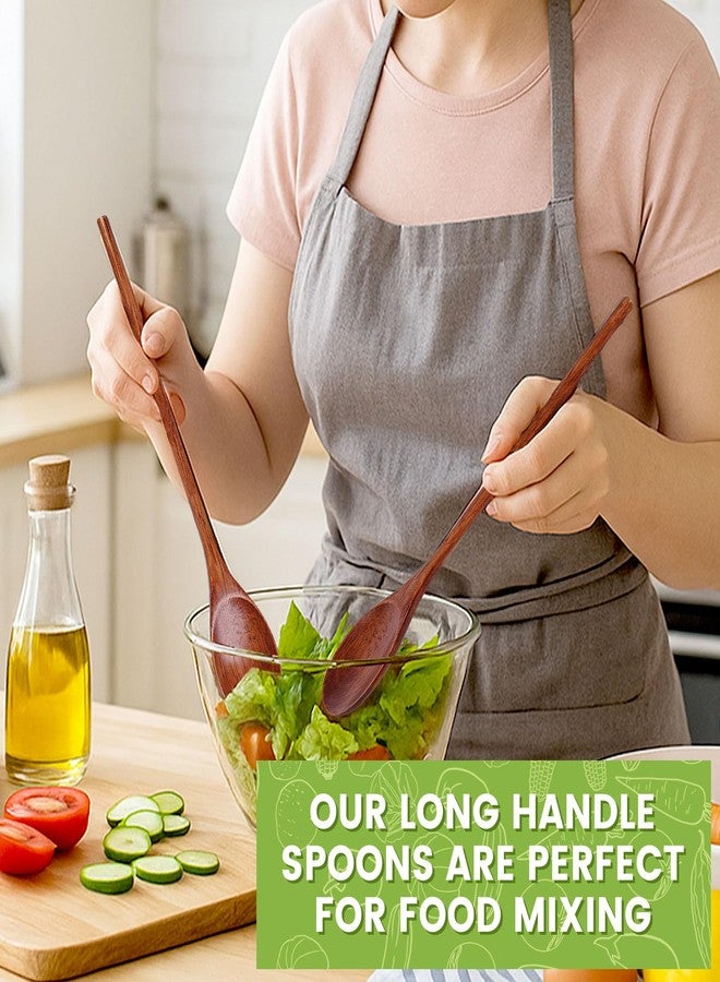 هانزغو مجموعة ملاعق خلط خشبية من هانزجو، 6 قطع، بأطوال 10/12/14 بوصة، مناسبة للطبخ والخبز وتحضير القهوة، مقاومة للحرارة ولا تخدش، تناسب جميع الأواني والأطباق. - Image 3