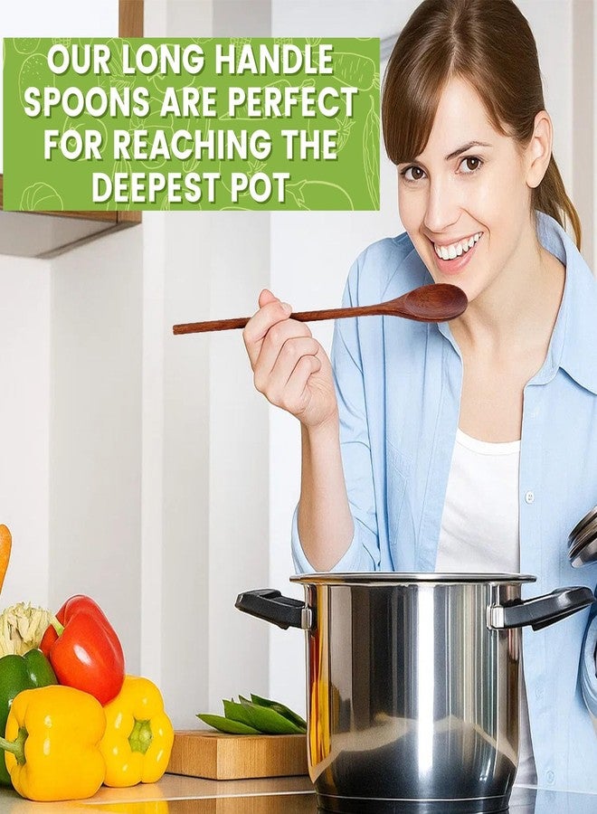 هانزغو مجموعة ملاعق خلط خشبية من هانزجو، 6 قطع، بأطوال 10/12/14 بوصة، مناسبة للطبخ والخبز وتحضير القهوة، مقاومة للحرارة ولا تخدش، تناسب جميع الأواني والأطباق. - Image 4