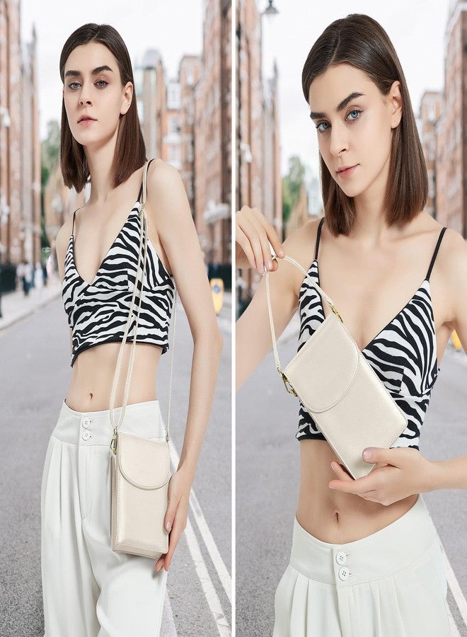 nuoku Crossbody Phone Bag for Women, Mini Crossbody Purse, Small Phone Wallet Crossbody with Removable Card Holder, 2 Beige, 7.5 inches (L) x 4.7 inches (W) x 1.5 inches (H) - Image 2