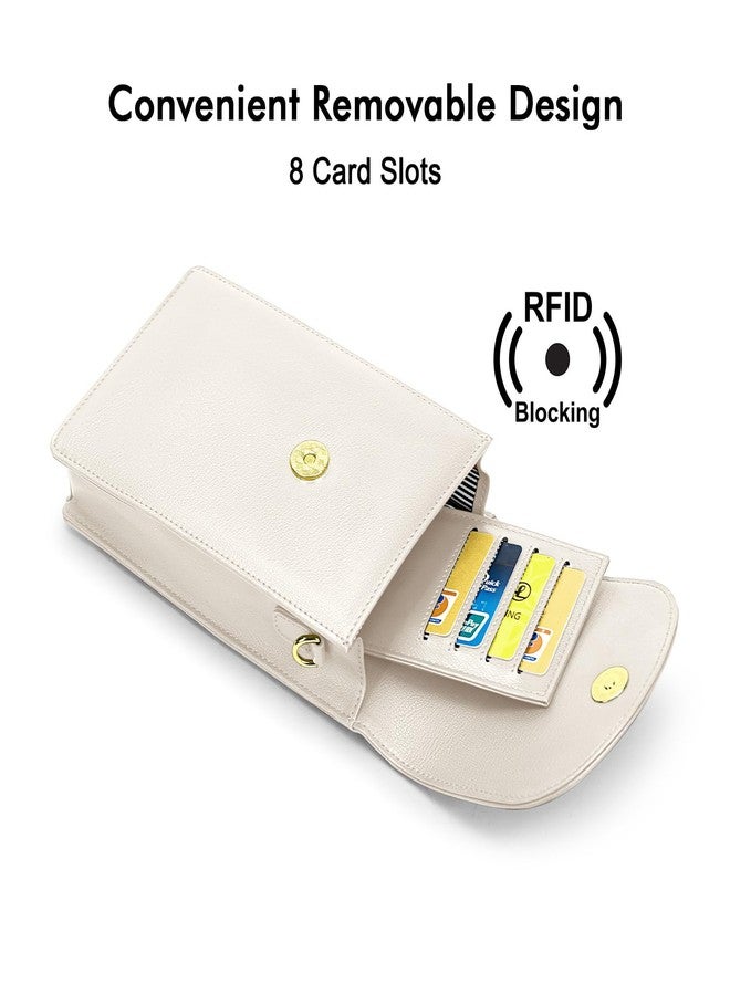 nuoku Crossbody Phone Bag for Women, Mini Crossbody Purse, Small Phone Wallet Crossbody with Removable Card Holder, 2 Beige, 7.5 inches (L) x 4.7 inches (W) x 1.5 inches (H) - Image 4