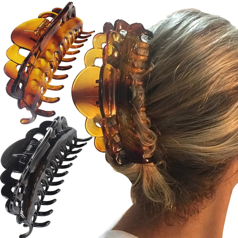 ACCGLORY ExLarge Plastic Hair Claw Clips for Women Big Hair Clips for Long Thick Hair Updo Strong Holding Jaw Clamps Jumbo Hair Clip