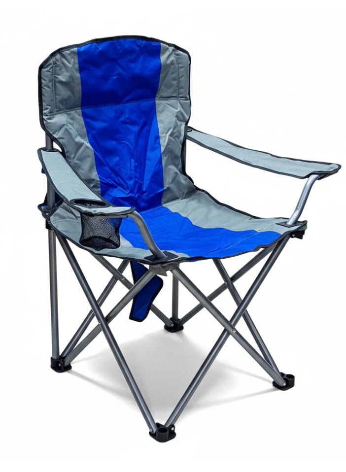 GO2CAMPS Premium Foldable Camping Chair with Cup Holder | Heavy-Duty Steel Frame, 150 KG Weight Capacity | Lightweight, Compact Outdoor Chair for Desert Camping, Beach, Picnic, Travel, Trip & Fishing [BLUE] - Image 1