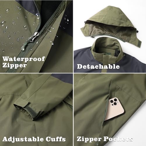 GIISAM Fishing Jackets for Men Waterproof, Mens Waterproof Wind Proof Lightweight Rain Jackets Zipper Windbreaker - Image 5